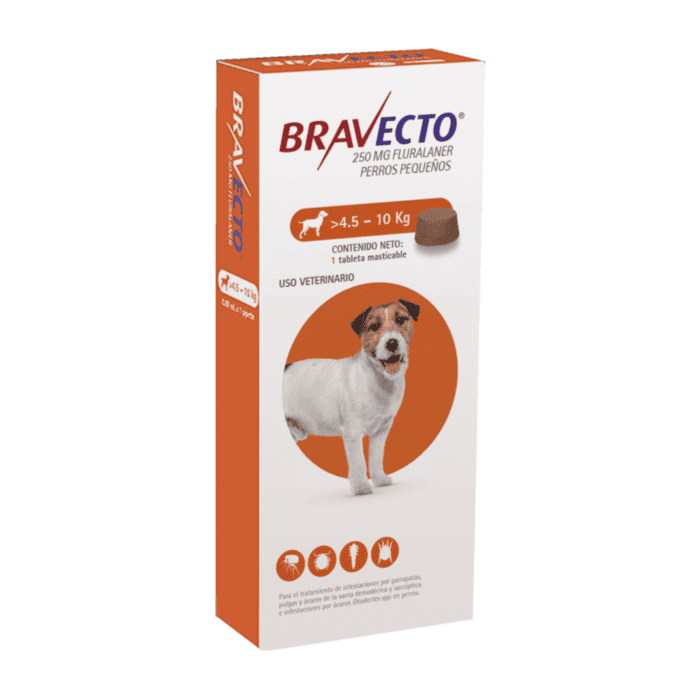 Bravecto (250 mg) 4.5 a 10 kg.