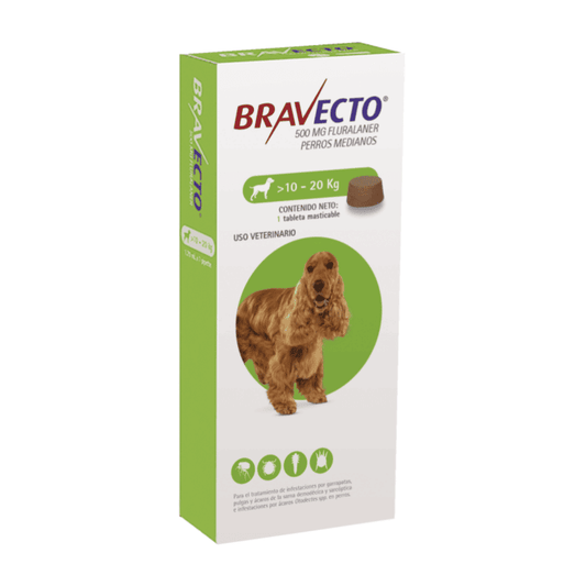 Bravecto (500 mg) 10 a 20 kg.