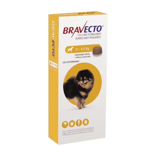 Bravecto (112.5 mg) 2 a 4.5 kg.