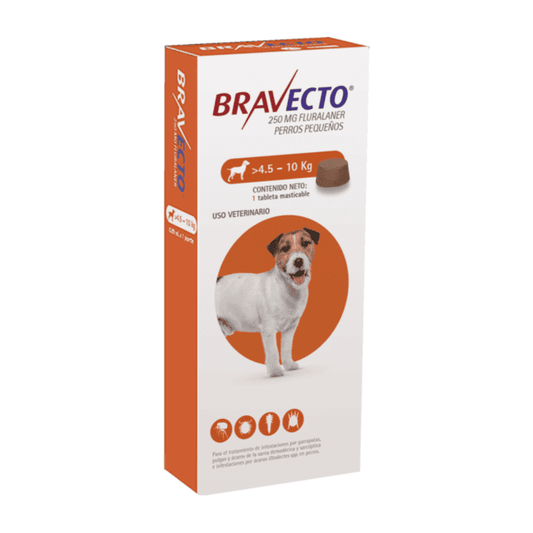 Bravecto (250 mg) 4.5 a 10 kg.