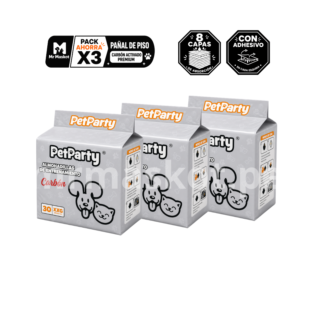 PetParty Carbón Almohadillas de entrenamiento - Talla XXG [90 unid.]