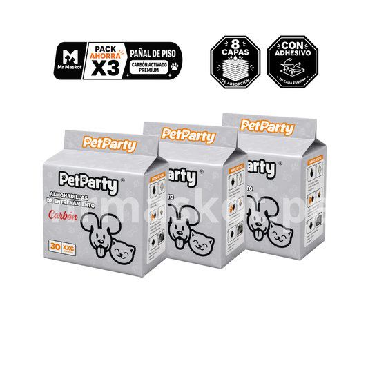 PetParty Carbón Almohadillas de entrenamiento - Talla XXG [90 unid.]