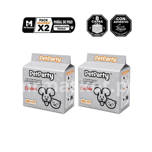 PetParty Carbón Almohadillas de entrenamiento - Talla XXG [60 unid.]